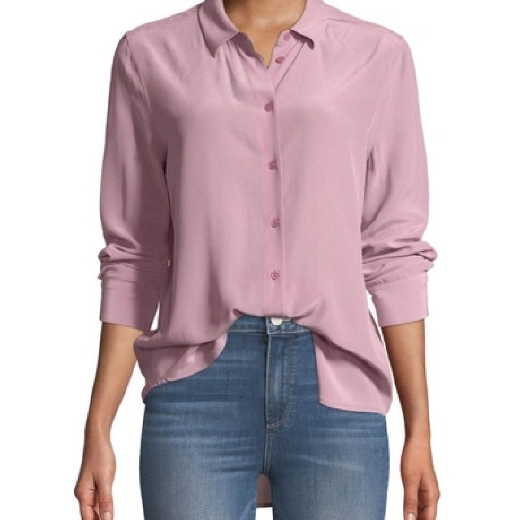 Equipment Tops - Equipment Lilac/Pink Silk Button-Up Blouse